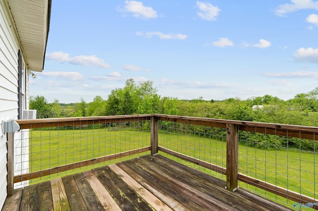 wooden deck with a lawn