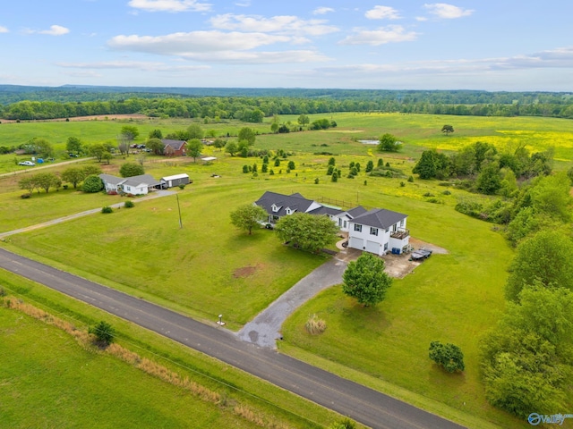 bird's eye view with a rural view