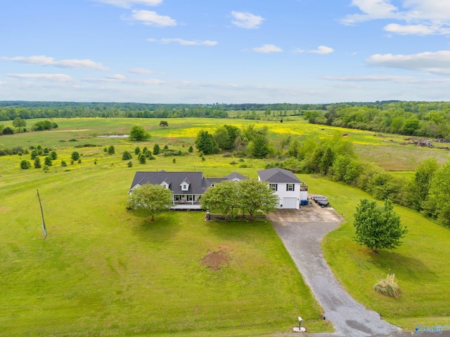 drone / aerial view featuring a rural view
