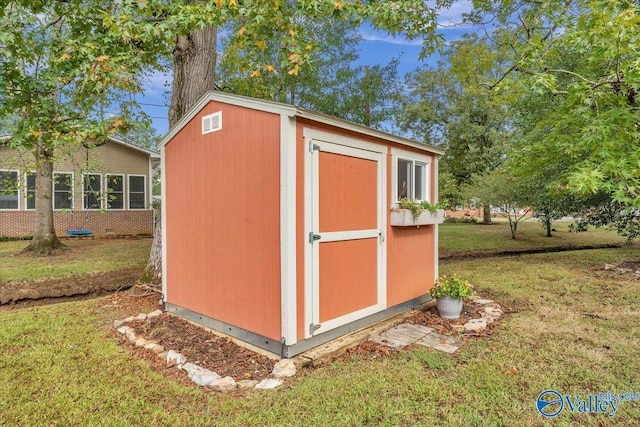 view of shed