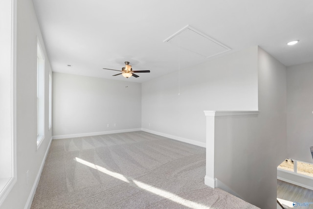 2159 Dawson Ln NE, Cullman, AL 35058 - carpeted spare room with baseboards, attic access, ceiling fan, and recessed lighting