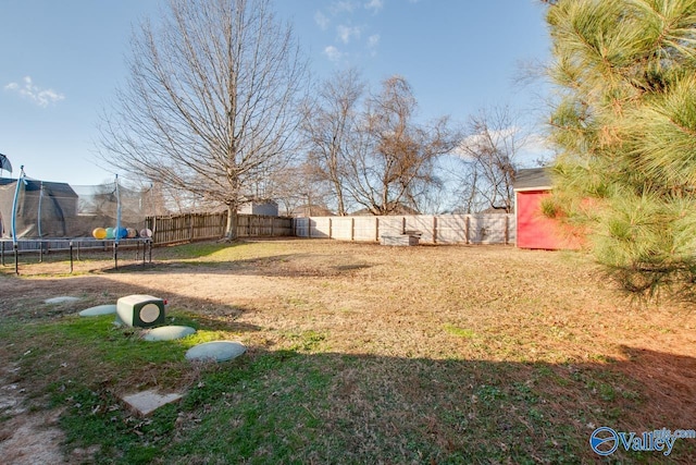 view of yard featuring a trampoline