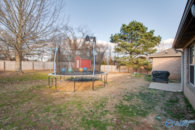 view of yard featuring a trampoline