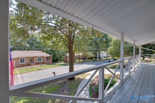 wooden deck with covered porch