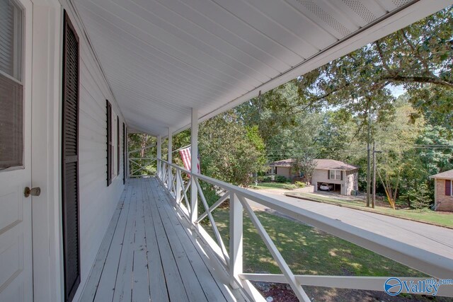 wooden deck with covered porch