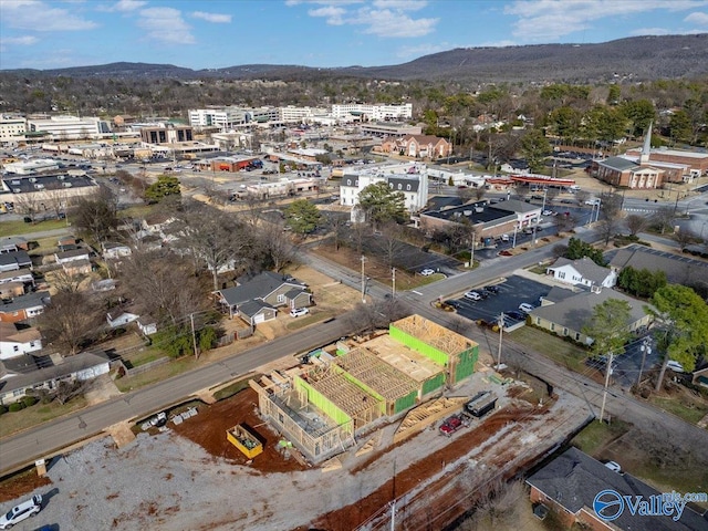 birds eye view of property featuring a mountain view