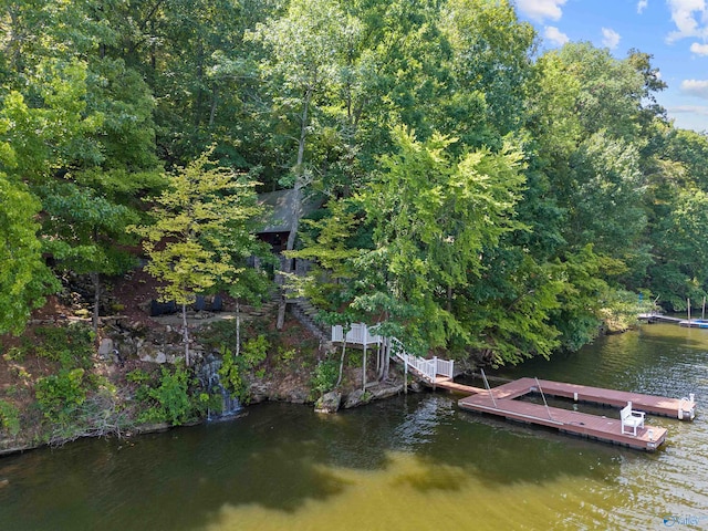 view of dock featuring a water view