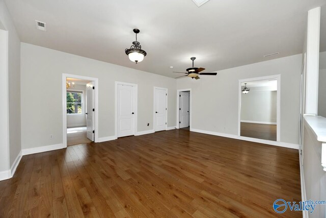 118 Conservancy Dr, Madison, AL 35758 - unfurnished living room with a ceiling fan and wood finished floors