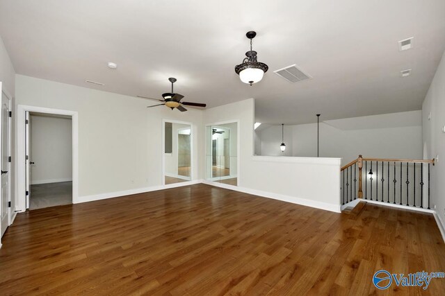 118 Conservancy Dr, Madison, AL 35758 - unfurnished living room with a ceiling fan and wood finished floors