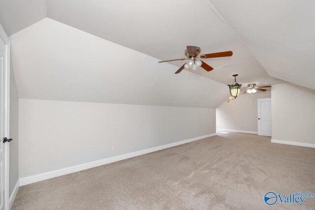 118 Conservancy Dr, Madison, AL 35758 - bonus room featuring vaulted ceiling, a ceiling fan, and carpet floors