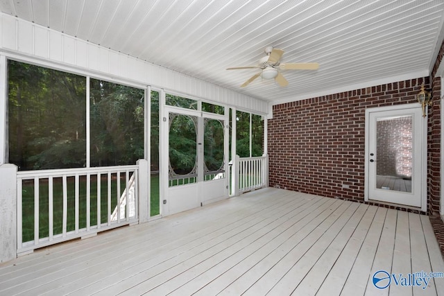 118 Conservancy Dr, Madison, AL 35758 - unfurnished sunroom featuring ceiling fan