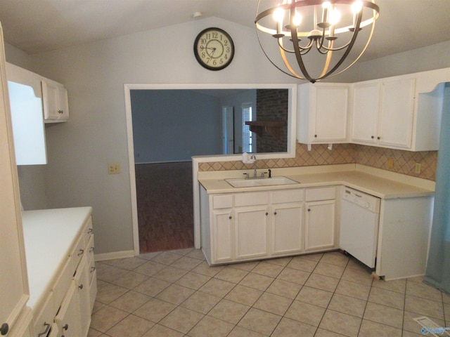 109 Colonial Dr, Scottsboro, AL 35768 - kitchen with white cabinets, light countertops, dishwasher, and a sink
