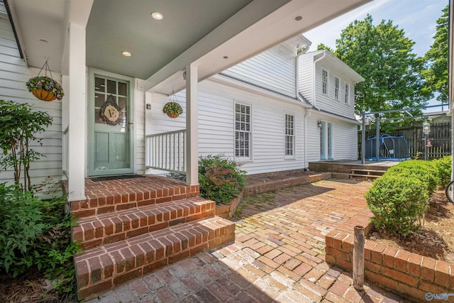 property entrance featuring fence