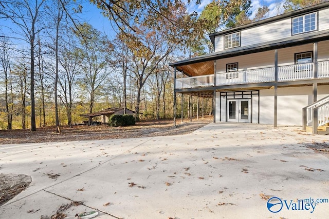 back of house with french doors