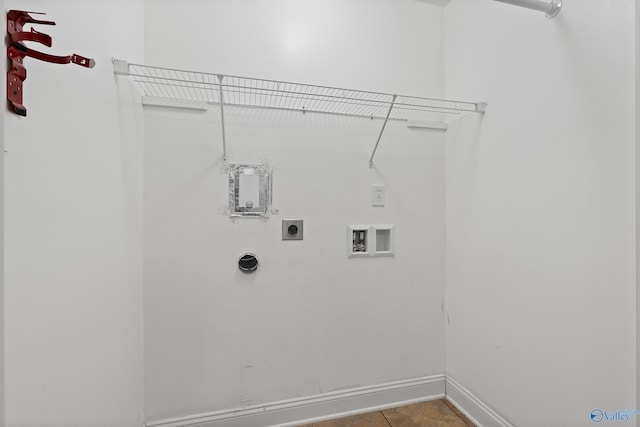 clothes washing area with washer hookup, tile patterned flooring, and electric dryer hookup