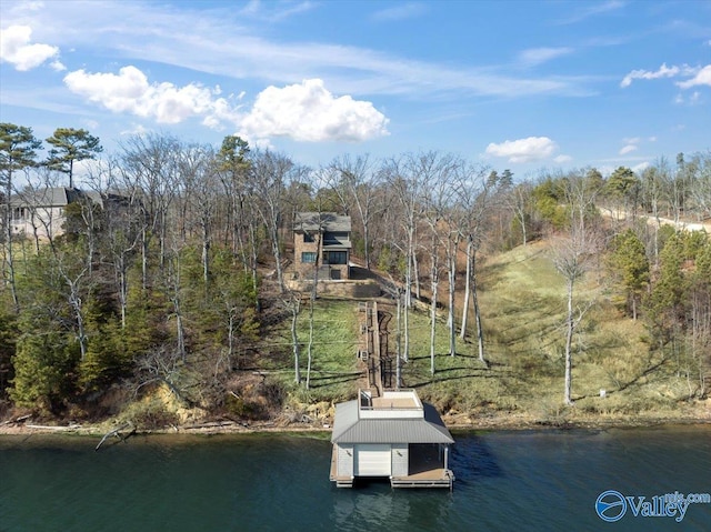 dock area featuring a water view