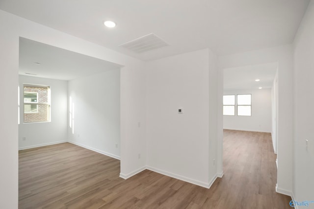 empty room with light wood-type flooring