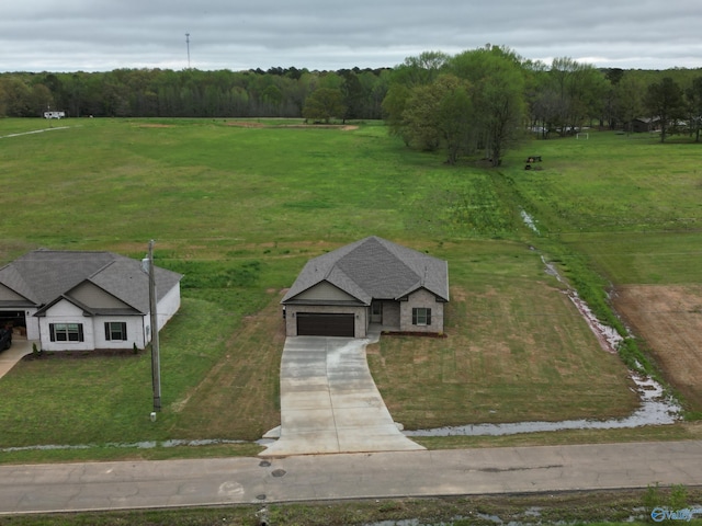 bird's eye view with a rural view