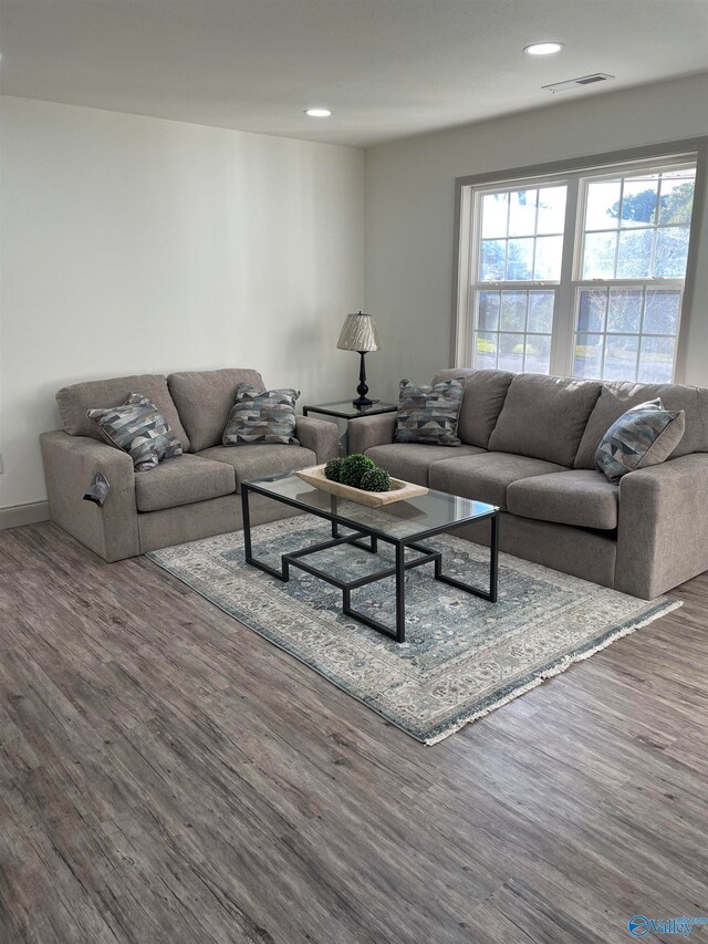 living room with hardwood / wood-style flooring