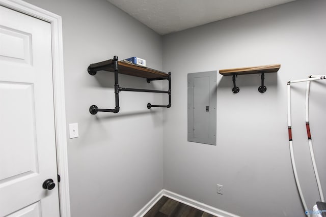 3790 Christopher Ave, Southside, AL 35907 - washroom with baseboards, dark wood-style floors, and electric panel