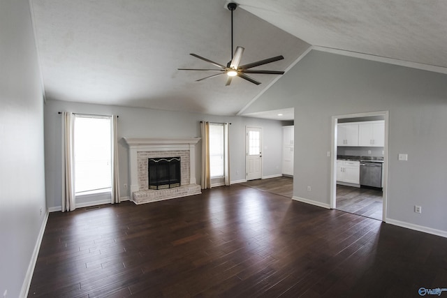 3790 Christopher Ave, Southside, AL 35907 - unfurnished living room with dark wood-style floors, ceiling fan, and a wealth of natural light