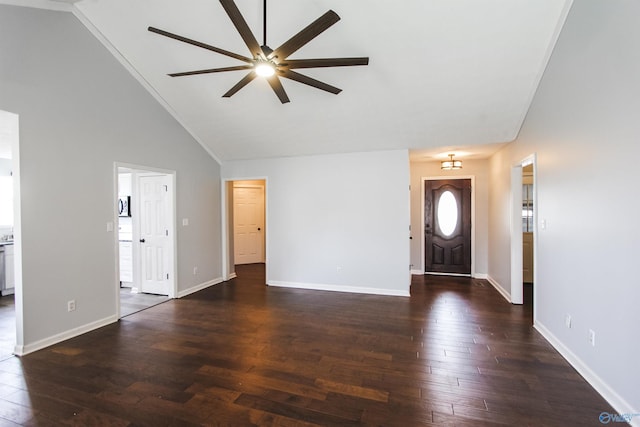 3790 Christopher Ave, Southside, AL 35907 - foyer with baseboards, dark wood-style flooring, and a ceiling fan