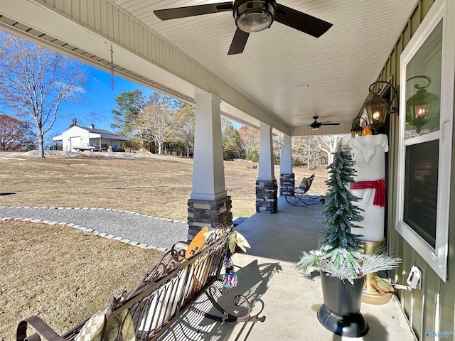 view of patio with ceiling fan