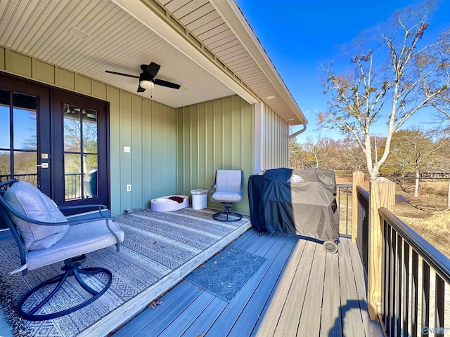 deck featuring ceiling fan