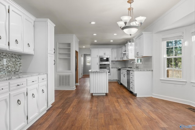 3000 Eolyne Kelly Way NE, Huntsville, AL 35811 - kitchen featuring open shelves, white cabinets, recessed lighting, visible vents, and stainless steel appliances