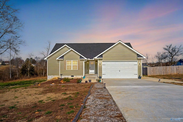 view of front of house with a garage