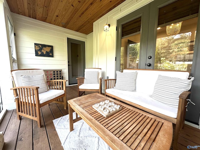 wooden deck with french doors