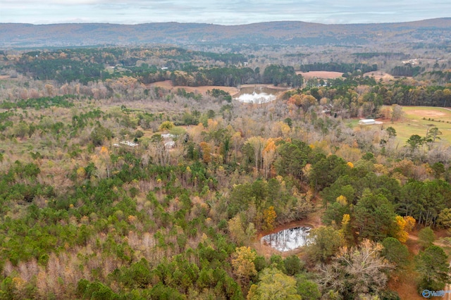 aerial view with a water and mountain view