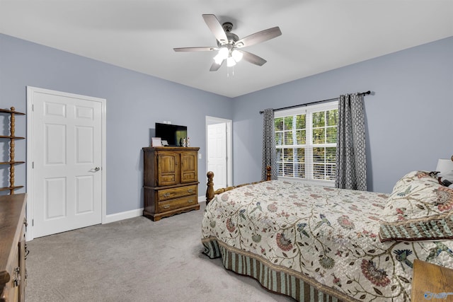 bedroom featuring carpet and ceiling fan