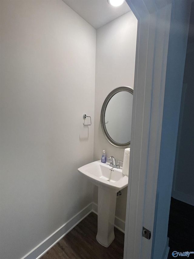 bathroom featuring wood-type flooring