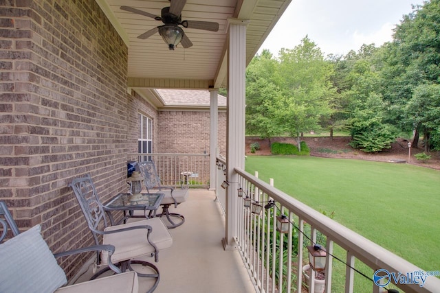 2701 Arbor Oak Dr SE, Owens Cross Roads, AL 35763 - balcony featuring a ceiling fan