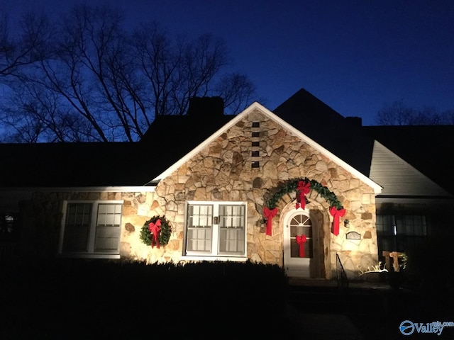 view of front of house featuring stone siding