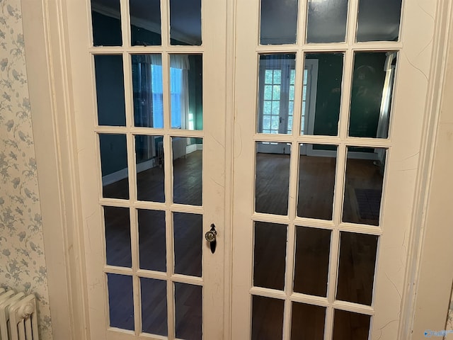 interior details with radiator and french doors