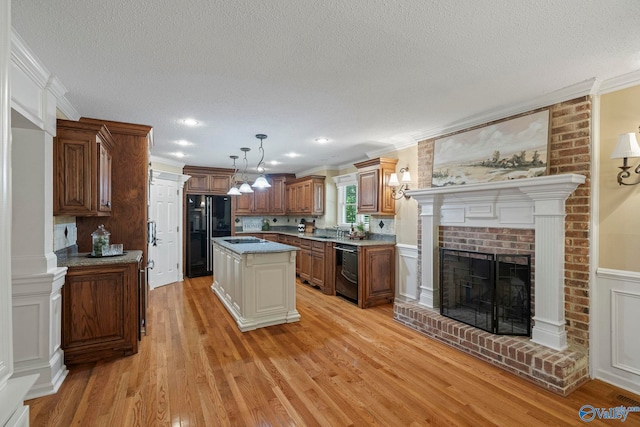 7925 Smoke Rise Rd SE, Huntsville, AL 35802 - kitchen with freestanding refrigerator, dishwasher, ornamental molding, light wood-type flooring, and electric cooktop