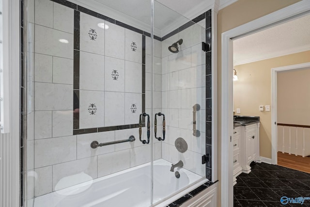 7925 Smoke Rise Rd SE, Huntsville, AL 35802 - bathroom with crown molding, tiled shower / bath combo, marble finish flooring, and vanity