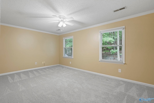 7925 Smoke Rise Rd SE, Huntsville, AL 35802 - carpeted empty room featuring crown molding, ceiling fan, and a textured ceiling