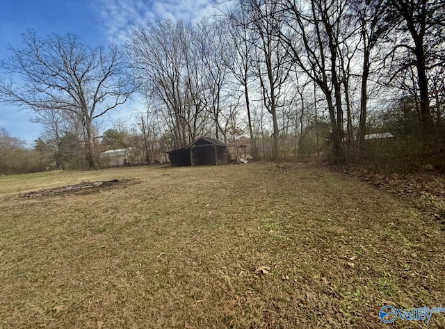 view of yard featuring an outbuilding