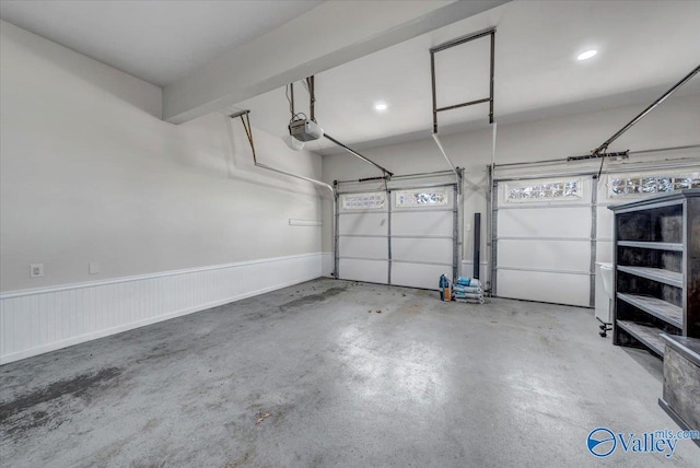 garage with a garage door opener