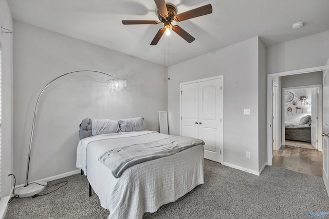 137 Sunlit Grove Dr, Harvest, AL 35749 - carpeted bedroom with a closet, baseboards, and a ceiling fan