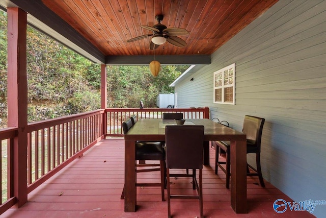 deck featuring ceiling fan