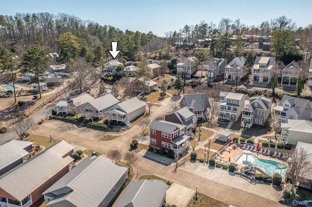 aerial view with a residential view