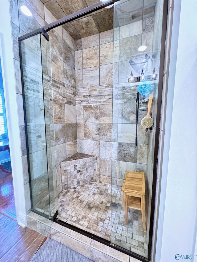 3205 Germantown Pl, Decatur, AL 35603 - full bath featuring a shower stall and wood finished floors