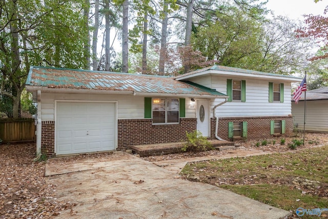 split level home with a garage