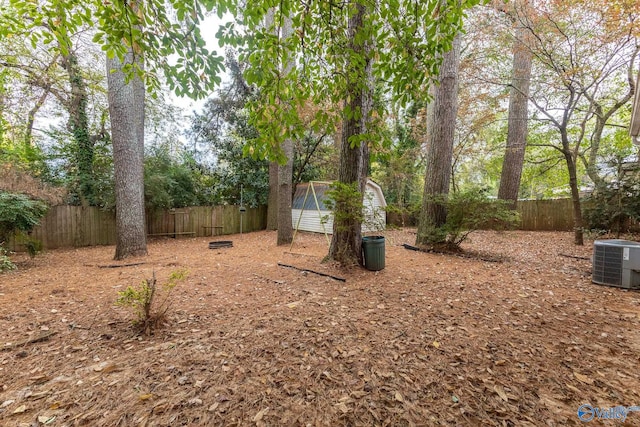 view of yard featuring central AC unit