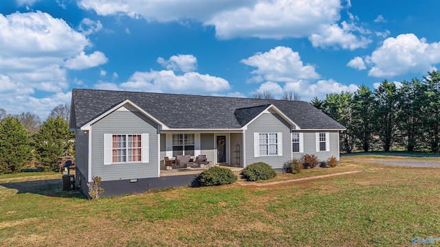 view of front of home featuring a front lawn and a porch