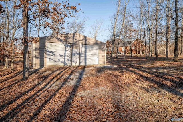 exterior space with a garage